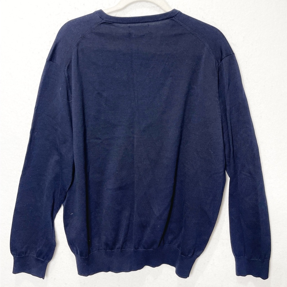 Polo Ralph Lauren Men’s Navy Blue Pima Cotton V Neck Long Sleeve Sweater Size XL - Picture 2 of 7